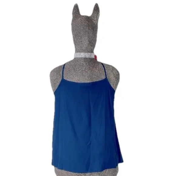 See By Chloe Sheer Navy Ruffle Blouse w/ Cami Top Boho Romantic Medium - Picture 9 of 17